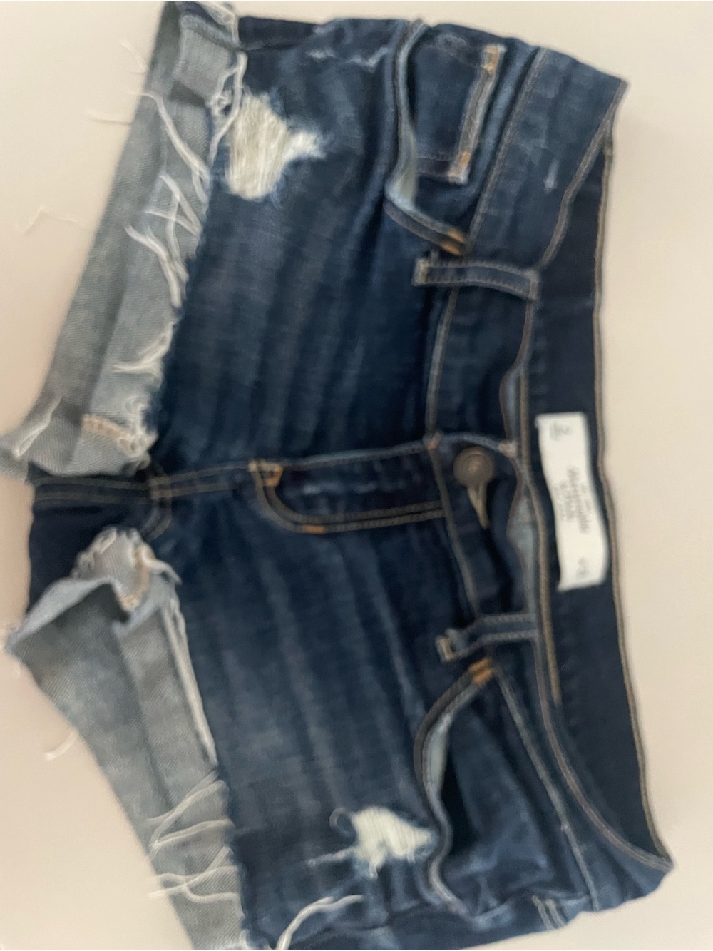 Abercrombie & Fitch Dark Blue Distressed Denim Shorts - Women Size 2